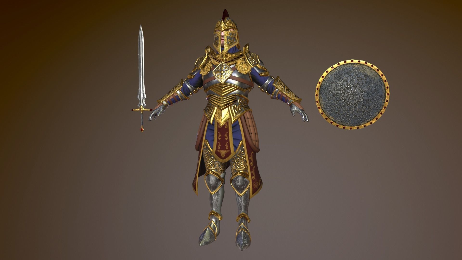 Knight in armor Low-poly 3D model_5