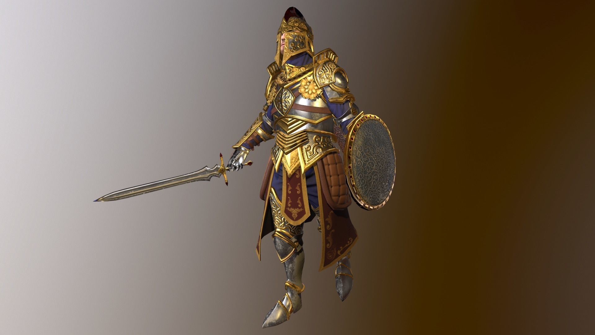 Knight in armor Low-poly 3D model_3