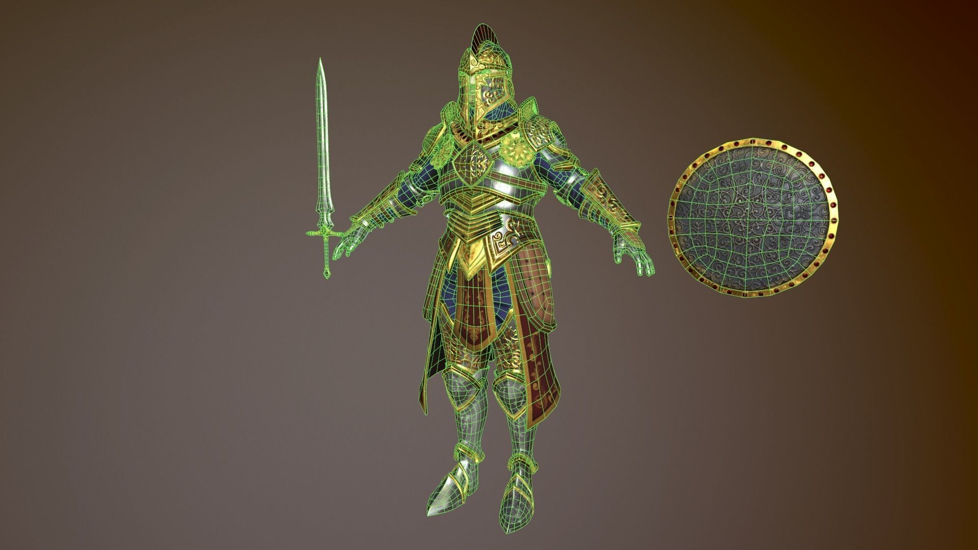 Knight in armor Low-poly 3D model_12