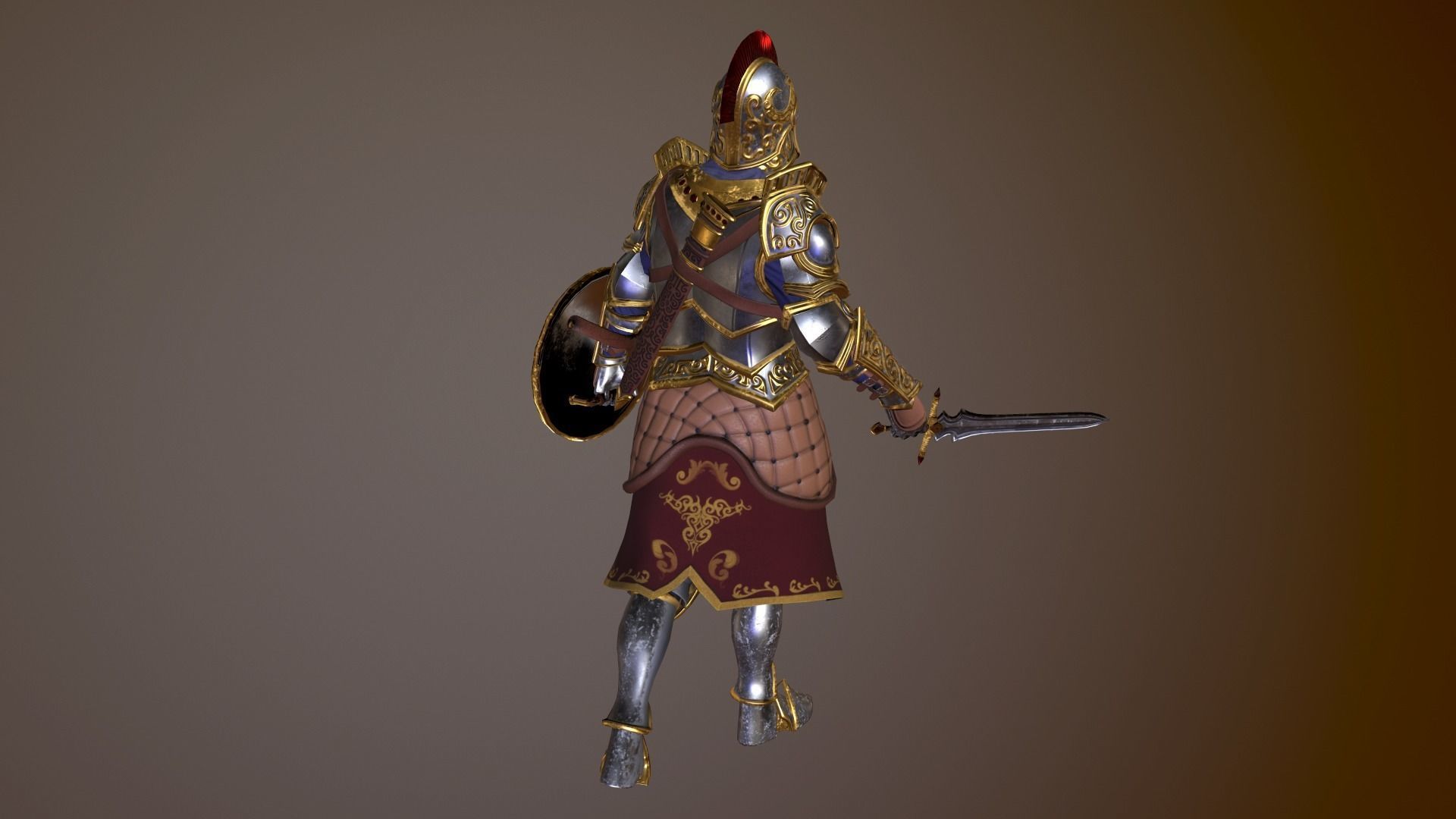 Knight in armor Low-poly 3D model_4