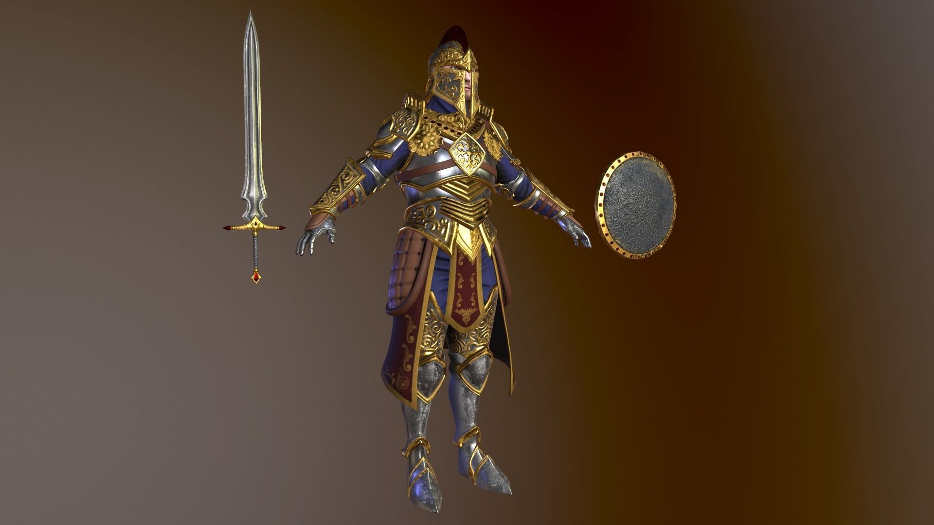 Knight in armor Low-poly 3D model_6