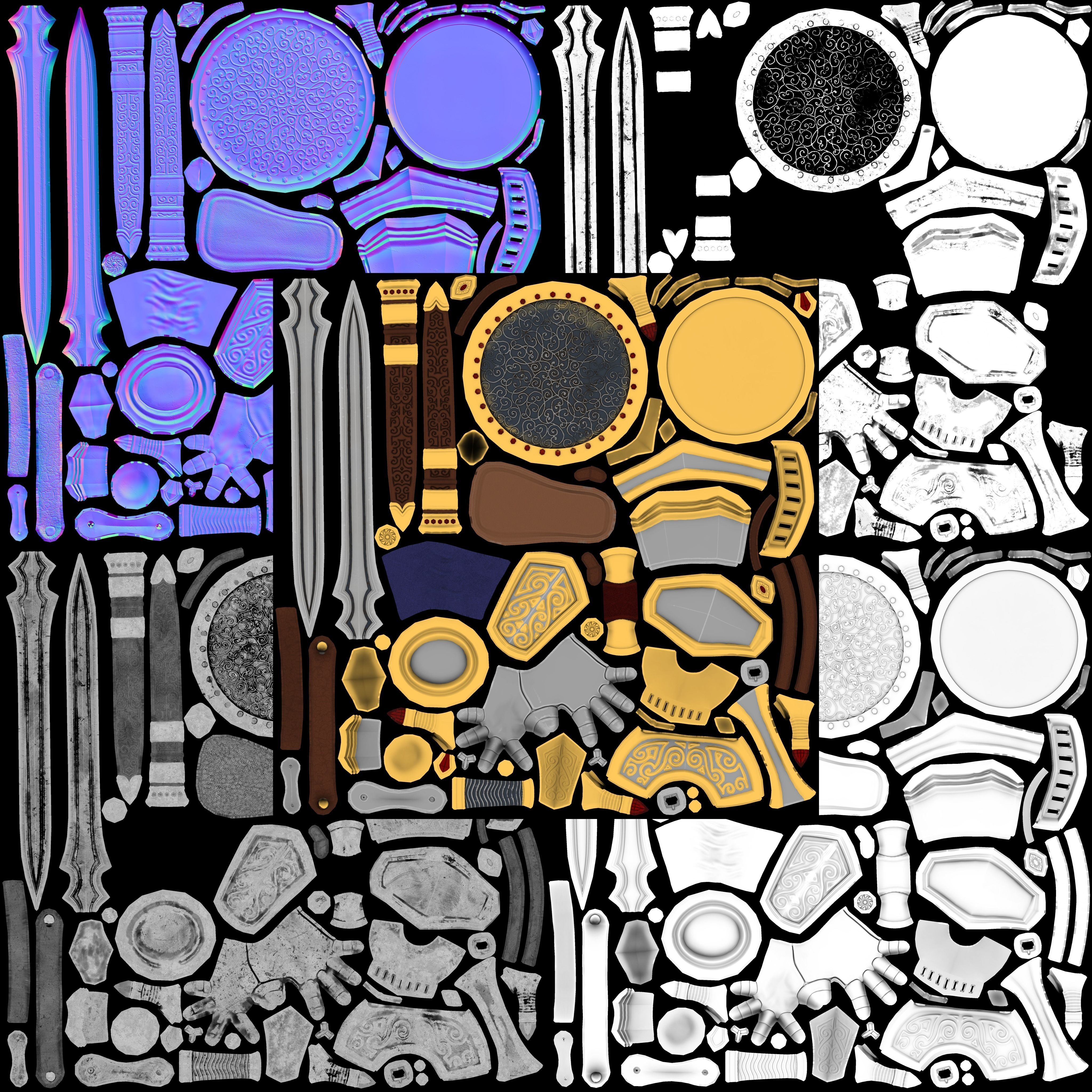 Knight in armor Low-poly 3D model_16