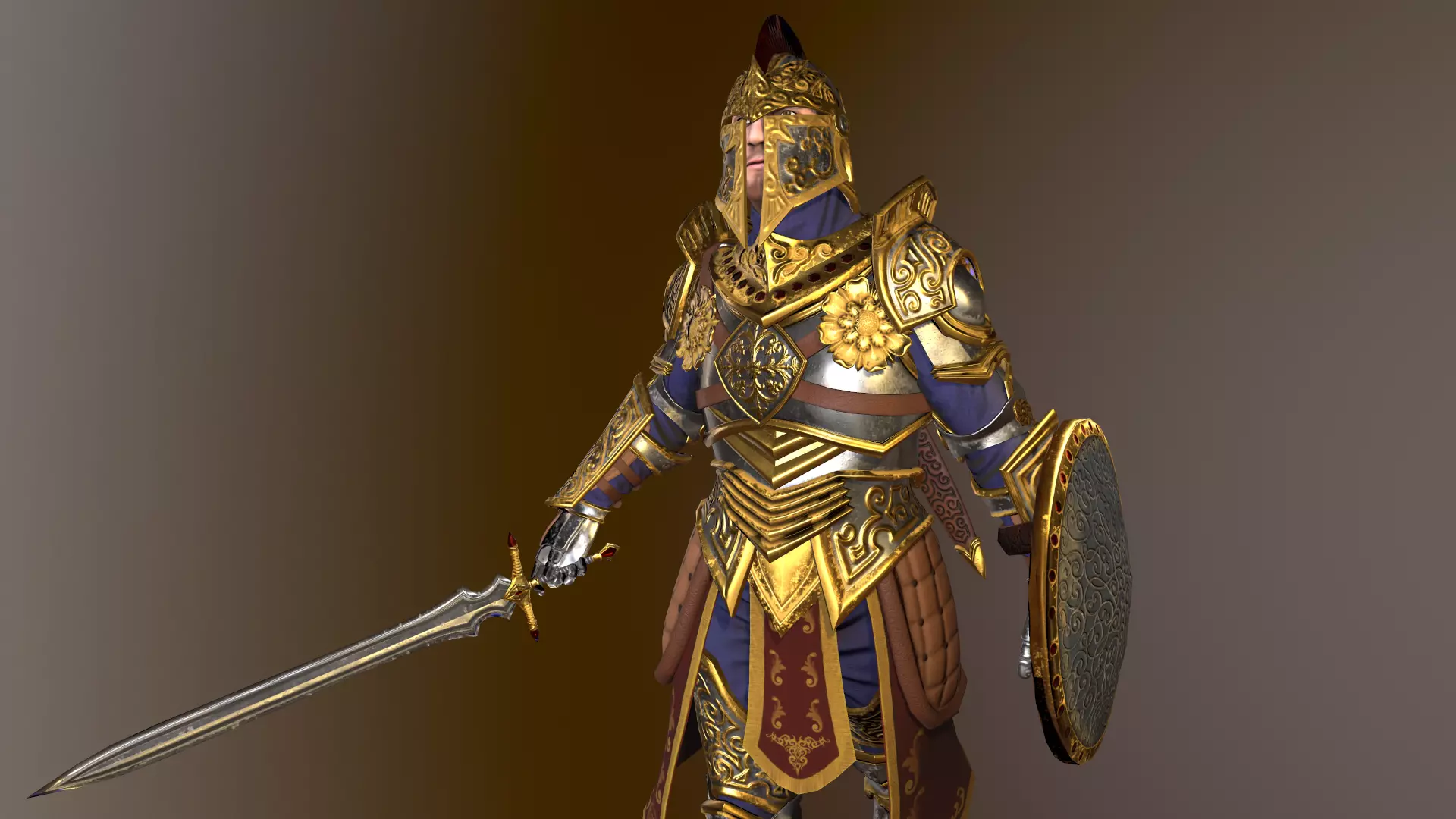 Knight in armor Low-poly 3D model_0