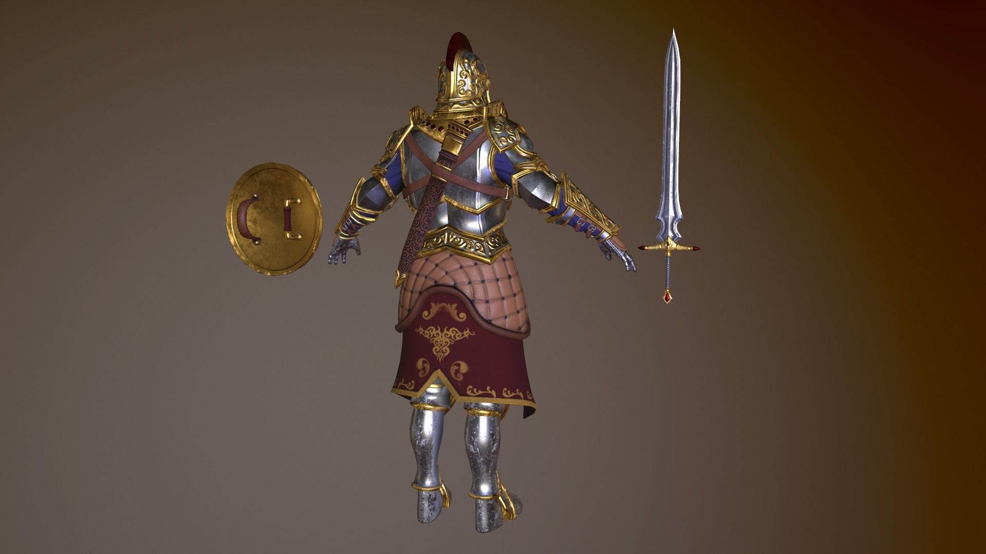 Knight in armor Low-poly 3D model_7