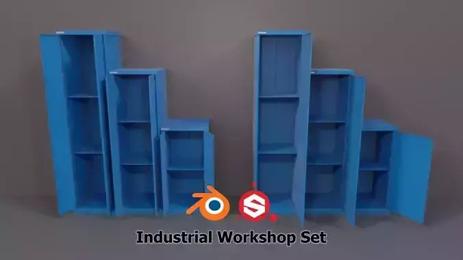 Industrial Workshop Narrow Bumped Cabinets Solid PBR