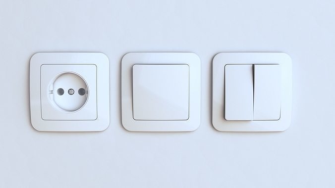 EU wall socket and light switch FREE Free 3D model
