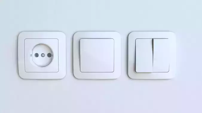 EU wall socket and light switch FREE Free 3D model