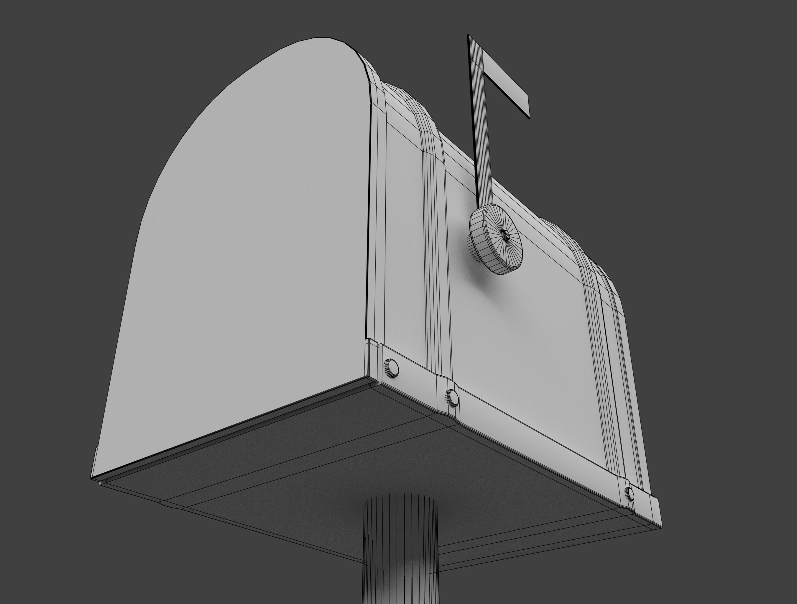 Tin Mailbox Low-poly 3D model_7