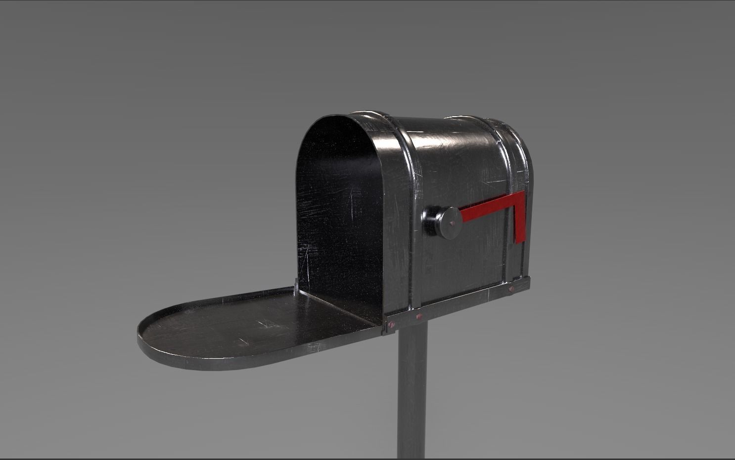 Tin Mailbox Low-poly 3D model_4