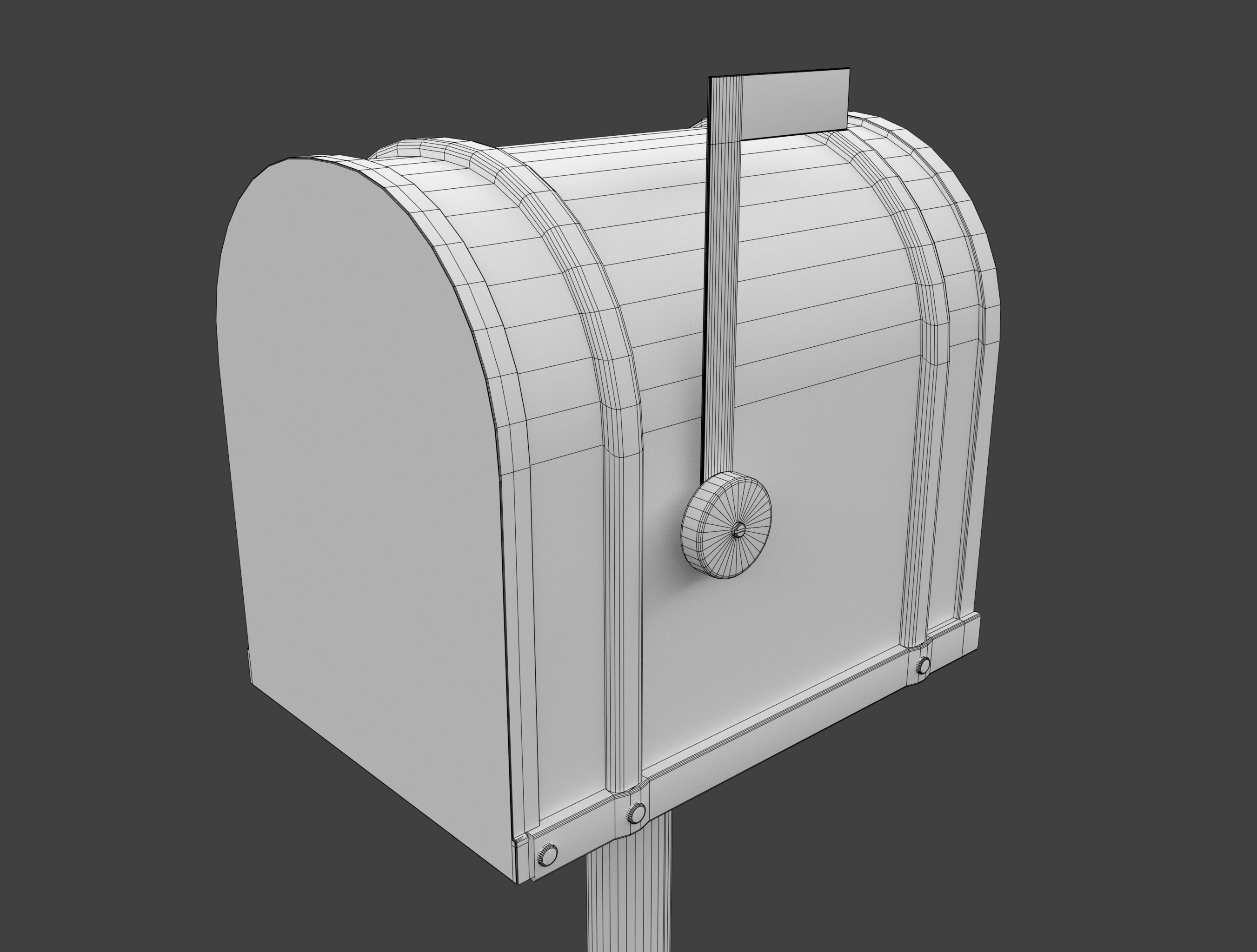 Tin Mailbox Low-poly 3D model_5