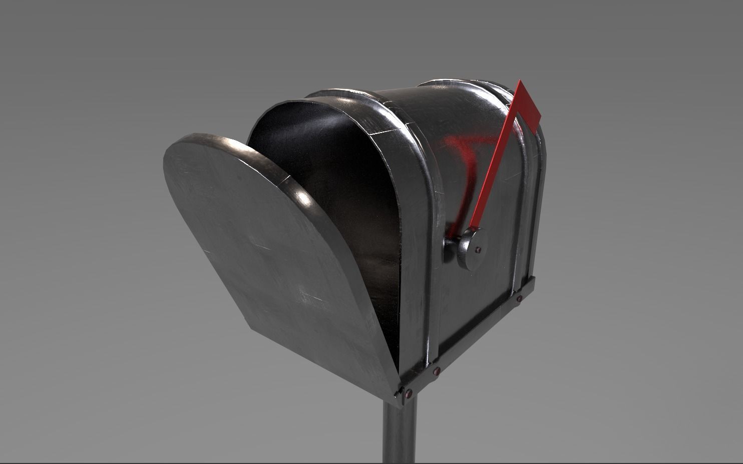 Tin Mailbox Low-poly 3D model_1