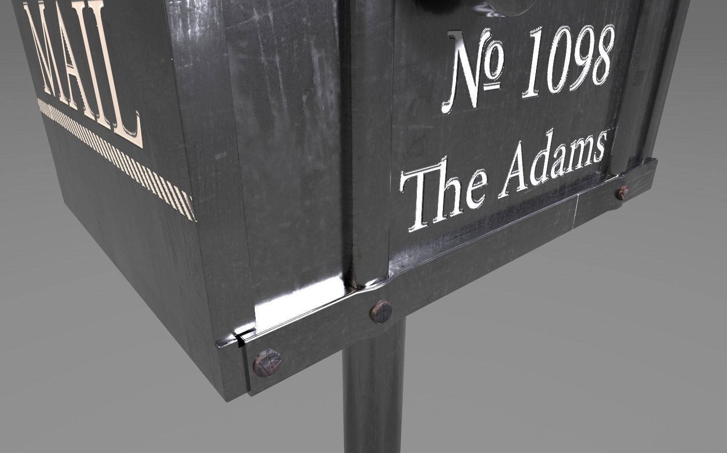 Tin Mailbox Low-poly 3D model_2
