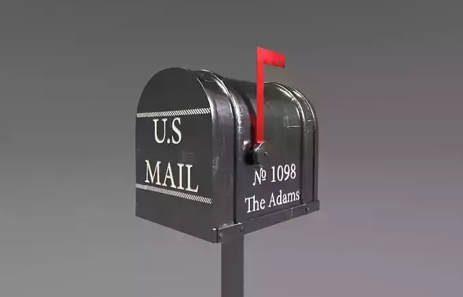 Tin Mailbox Low-poly 3D model
