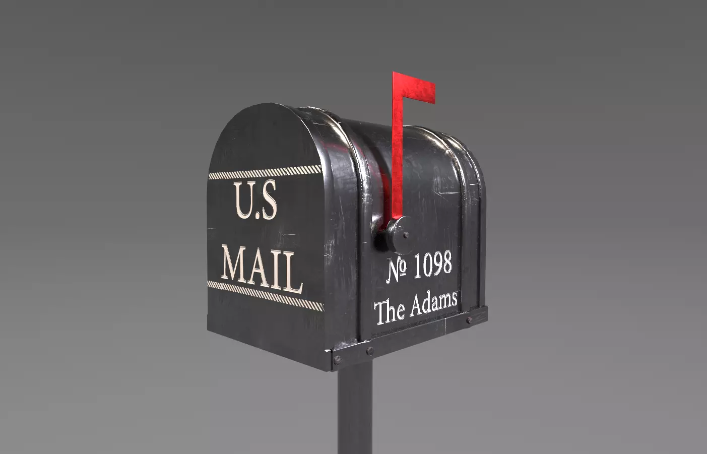 Tin Mailbox Low-poly 3D model_0
