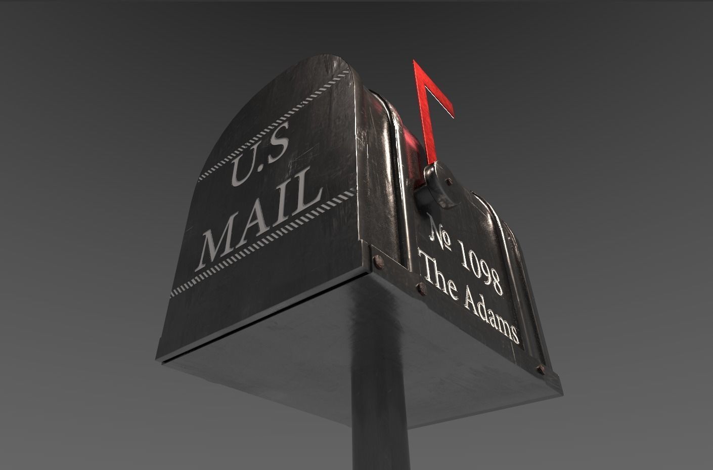 Tin Mailbox Low-poly 3D model_3