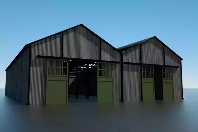 WW1 Factory Building Free low-poly 3D model