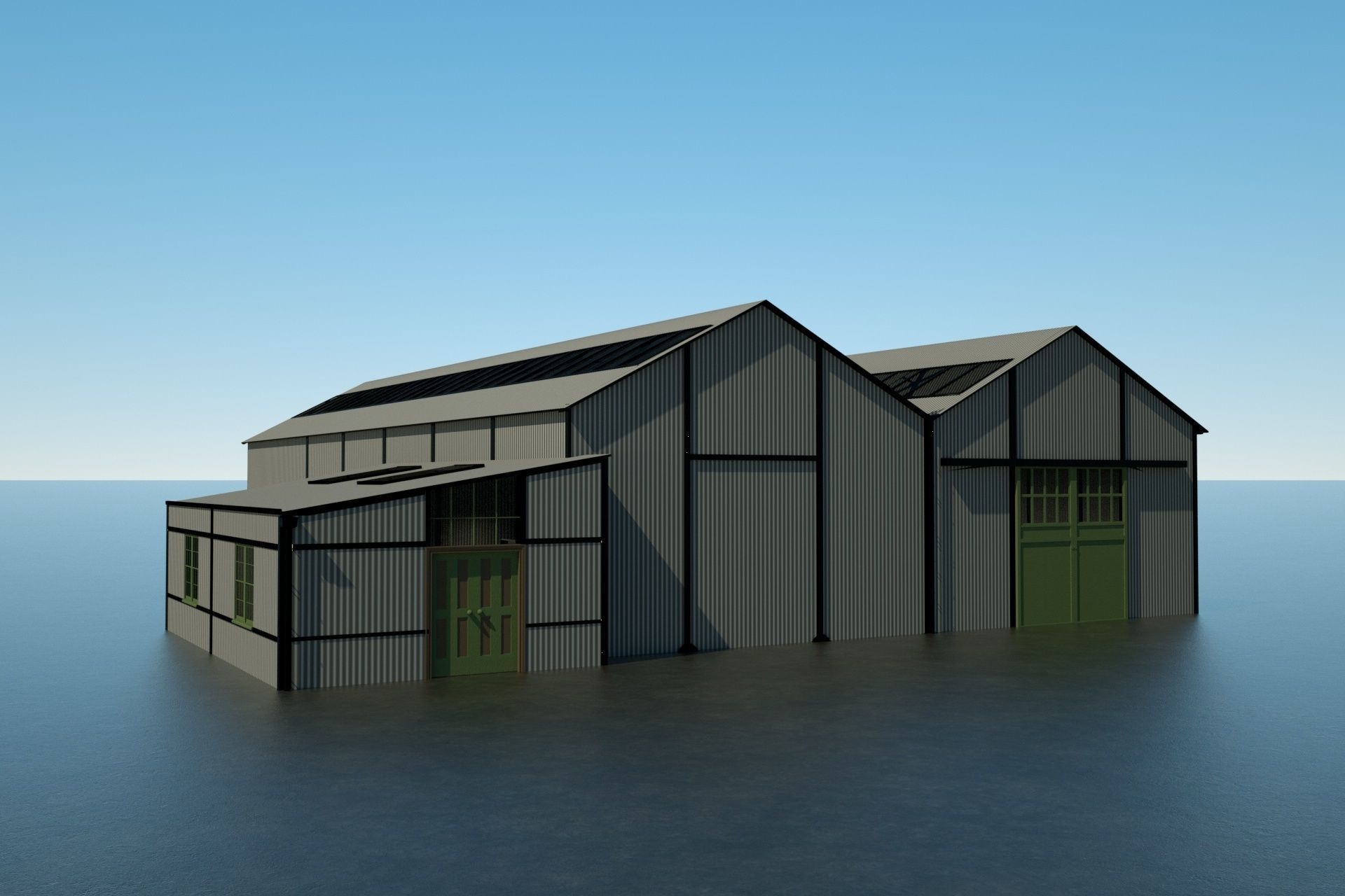 WW1 Factory Building Free low-poly 3D model_1