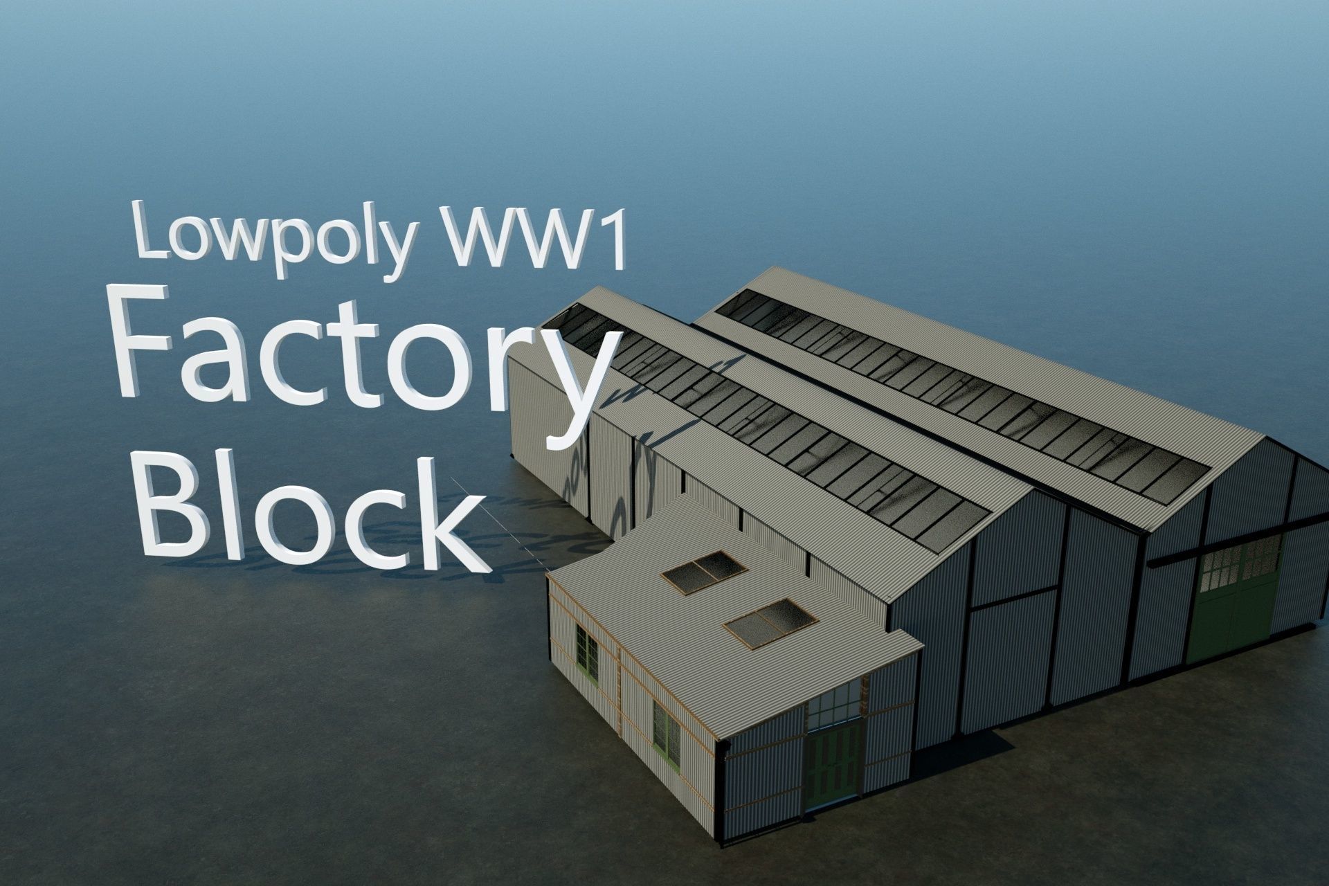WW1 Factory Building Free low-poly 3D model_2