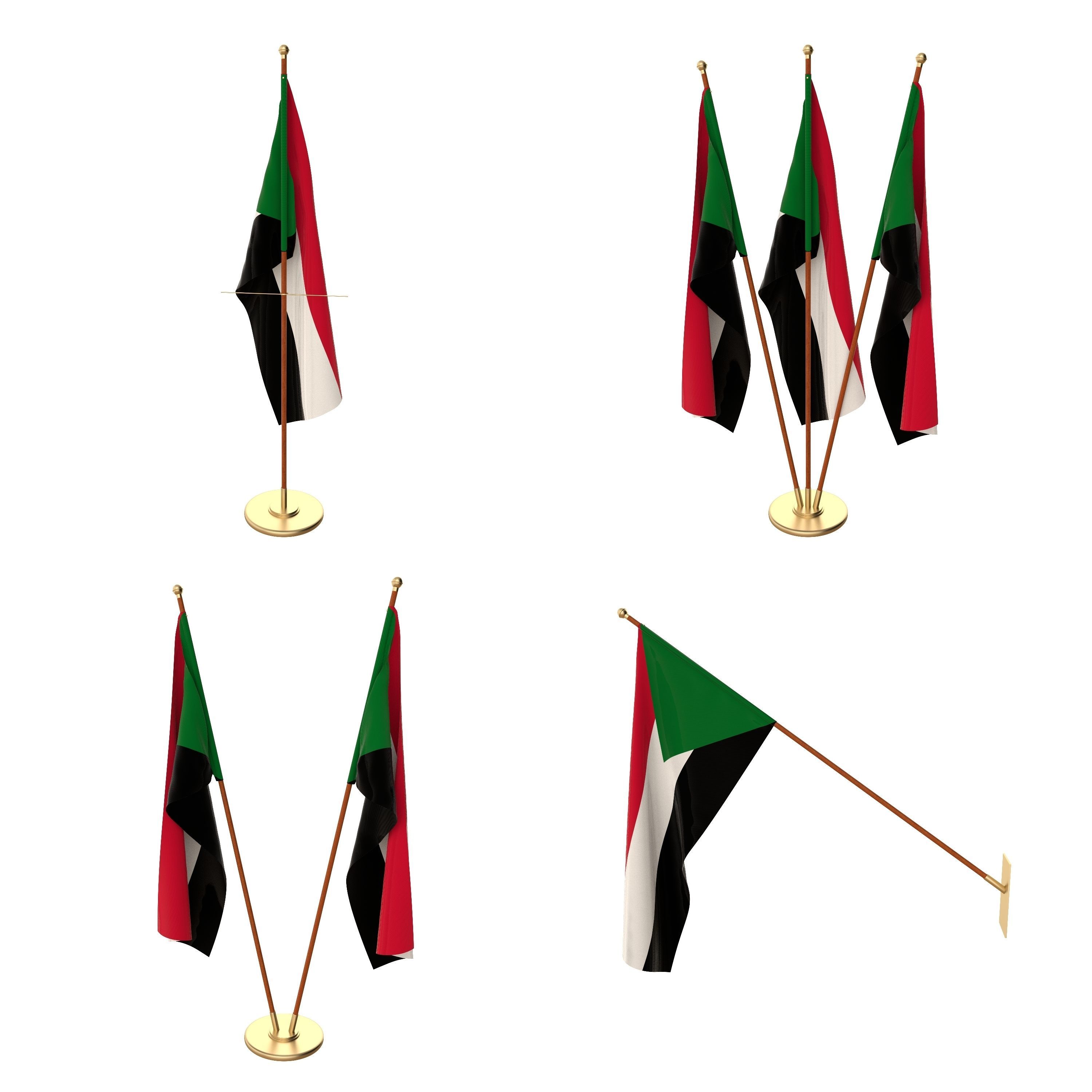 Sudan Flag Pack 3D model_1