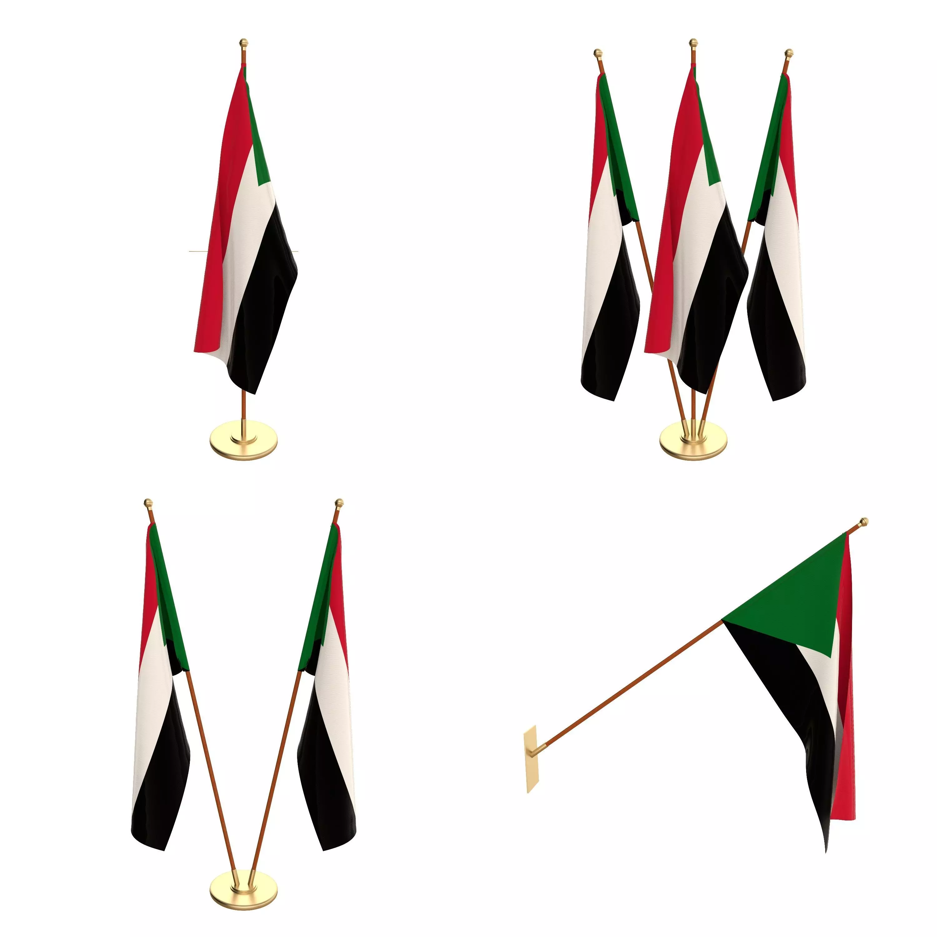 Sudan Flag Pack 3D model_0