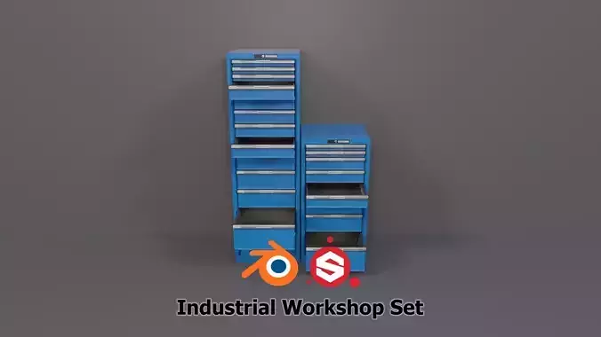 Industrial Workshop Narrow Basic Cabinets Drawers PBR