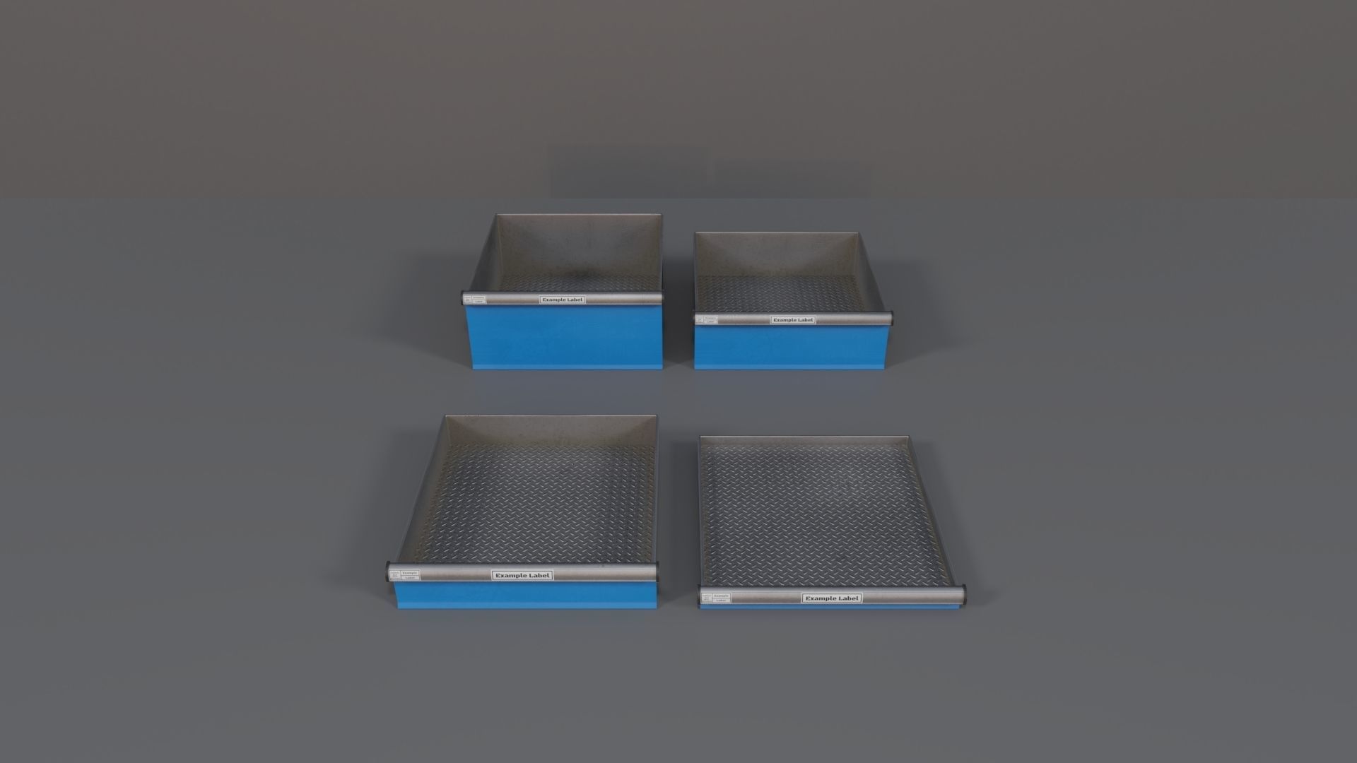 Industrial Workshop Narrow Bumped Cabinets Drawers PBR Low-poly 3D model_20