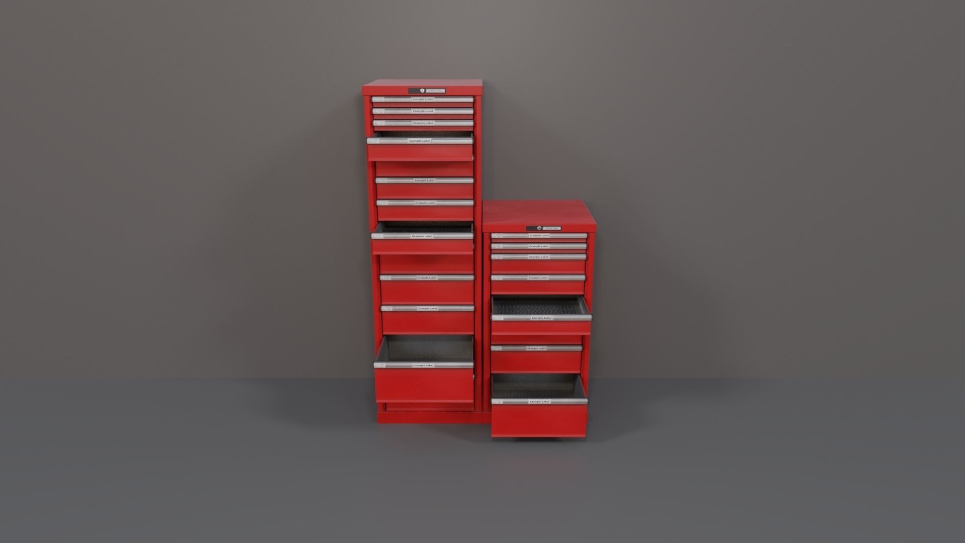 Industrial Workshop Narrow Bumped Cabinets Drawers PBR Low-poly 3D model_12