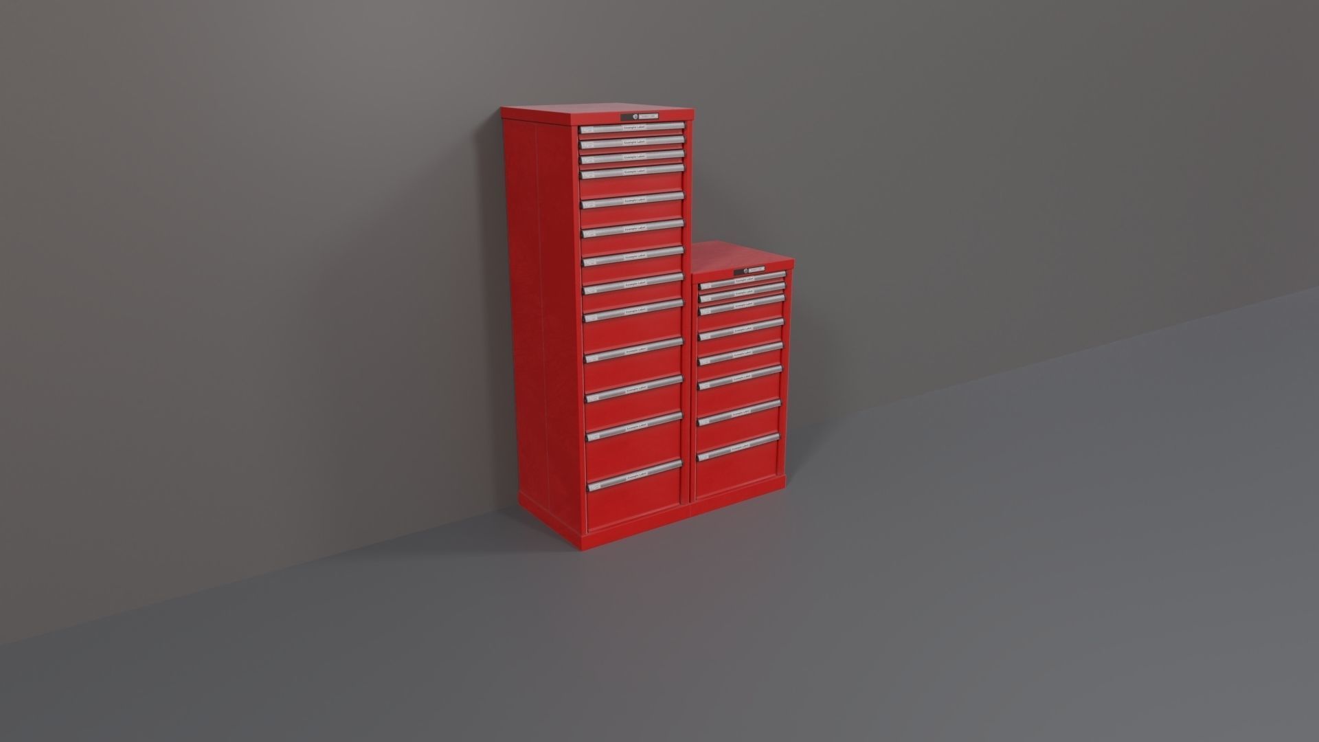 Industrial Workshop Narrow Bumped Cabinets Drawers PBR Low-poly 3D model_2