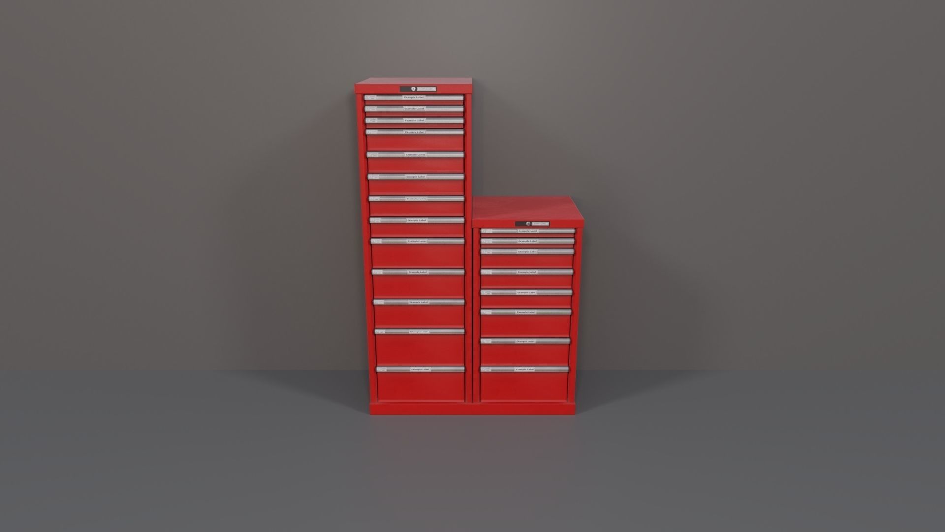 Industrial Workshop Narrow Bumped Cabinets Drawers PBR Low-poly 3D model_9