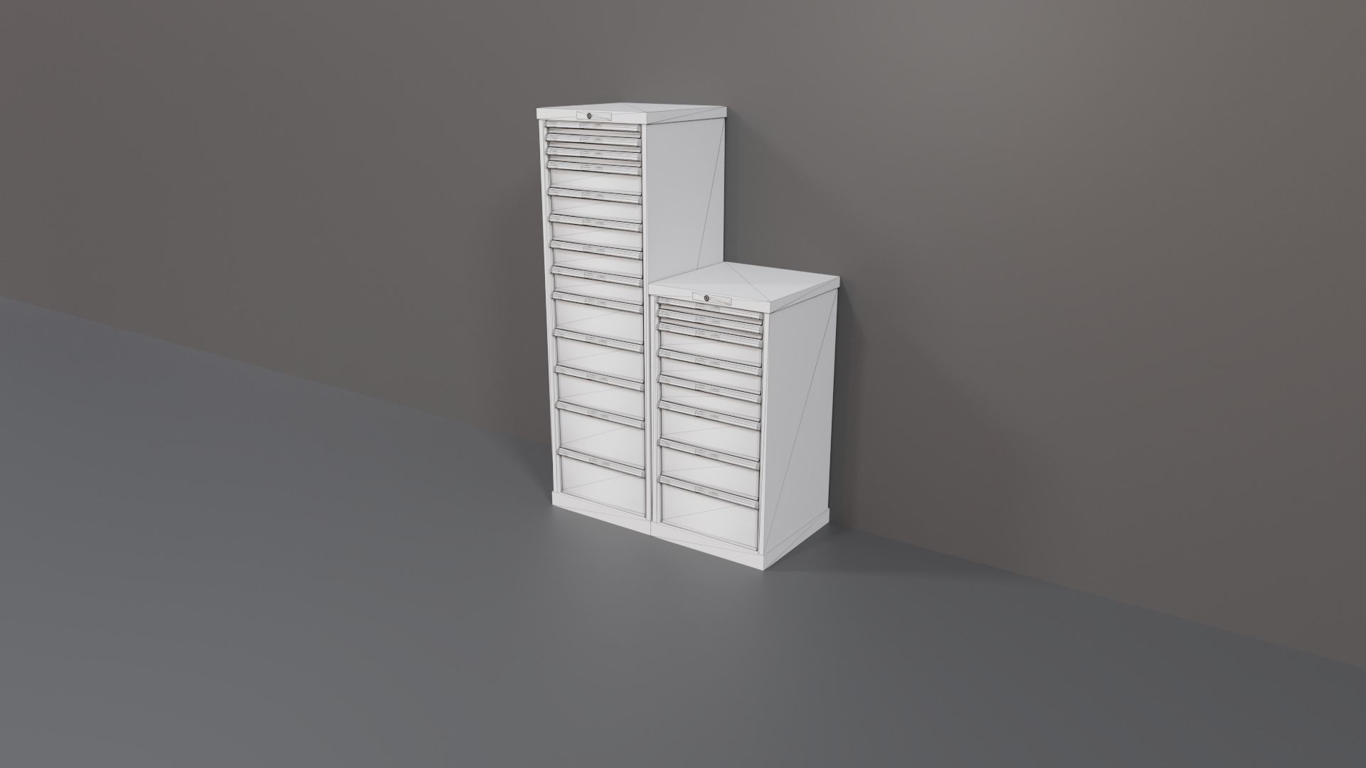 Industrial Workshop Narrow Bumped Cabinets Drawers PBR Low-poly 3D model_16