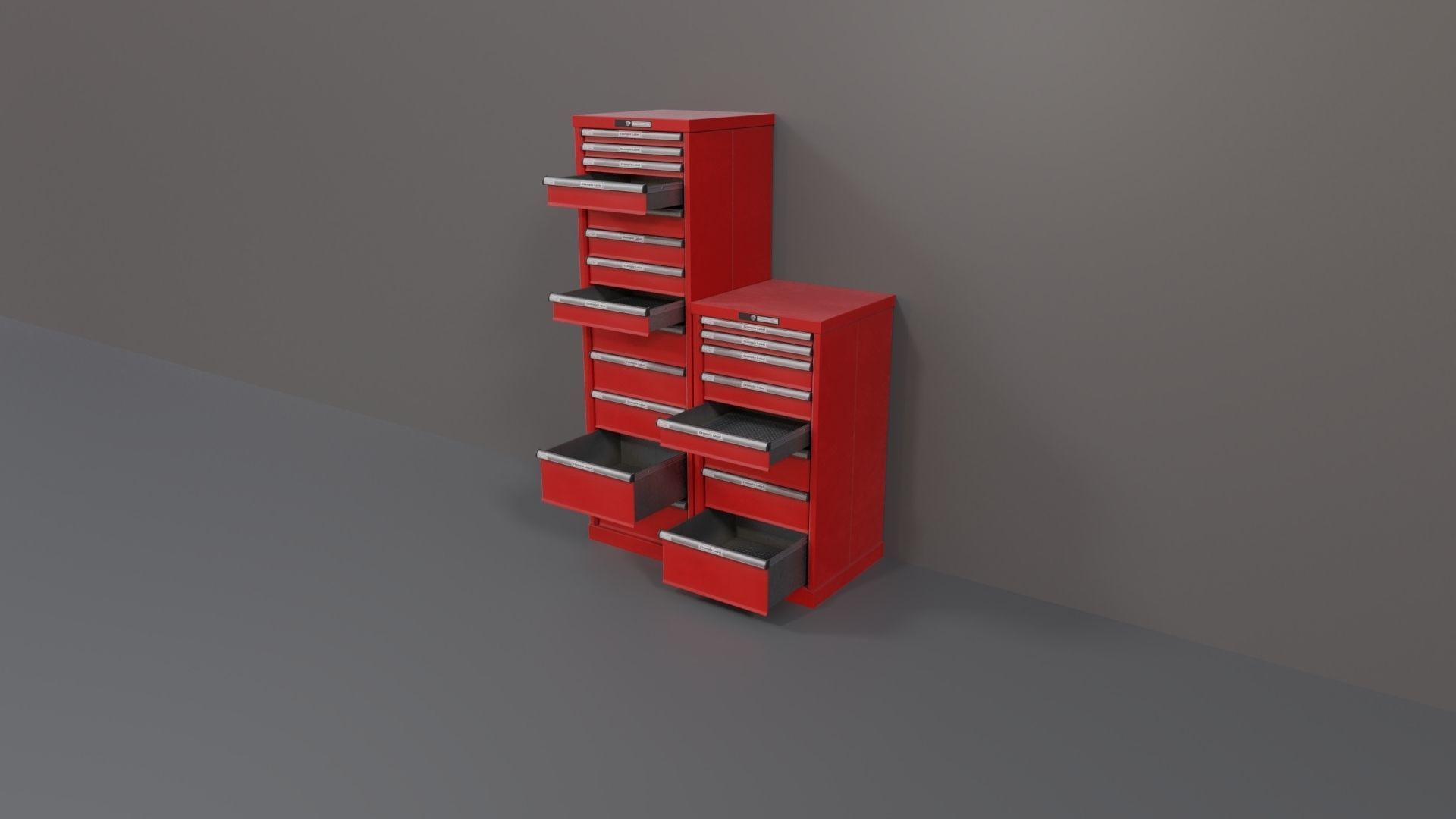 Industrial Workshop Narrow Bumped Cabinets Drawers PBR Low-poly 3D model_18