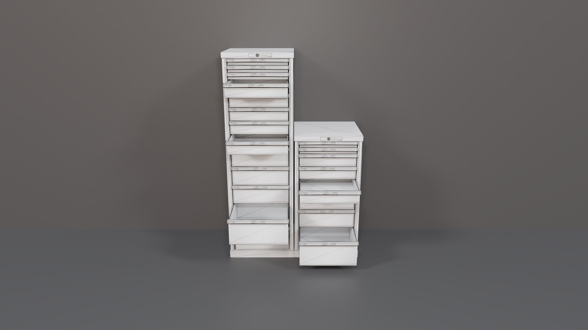 Industrial Workshop Narrow Bumped Cabinets Drawers PBR Low-poly 3D model_13