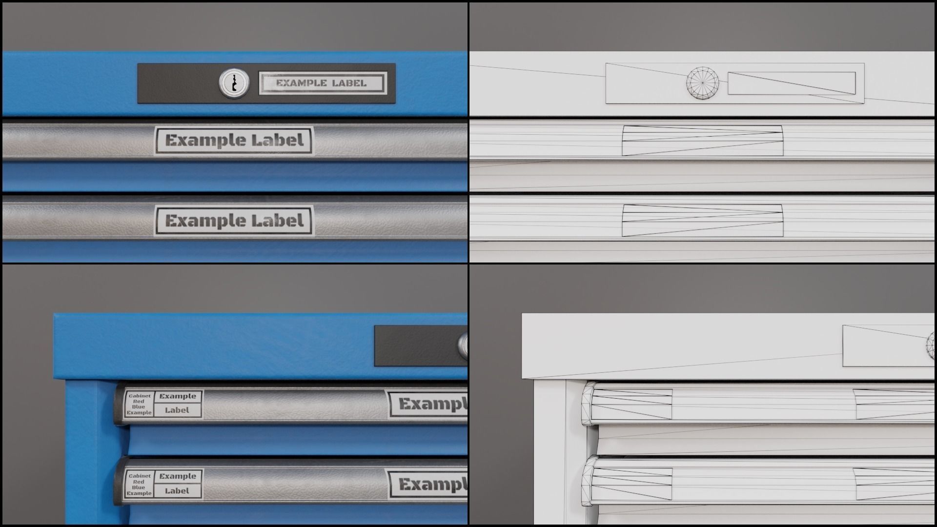 Industrial Workshop Narrow Bumped Cabinets Drawers PBR Low-poly 3D model_25