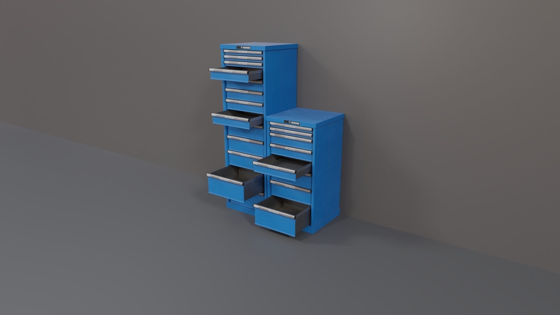 Industrial Workshop Narrow Bumped Cabinets Drawers PBR Low-poly 3D model_17