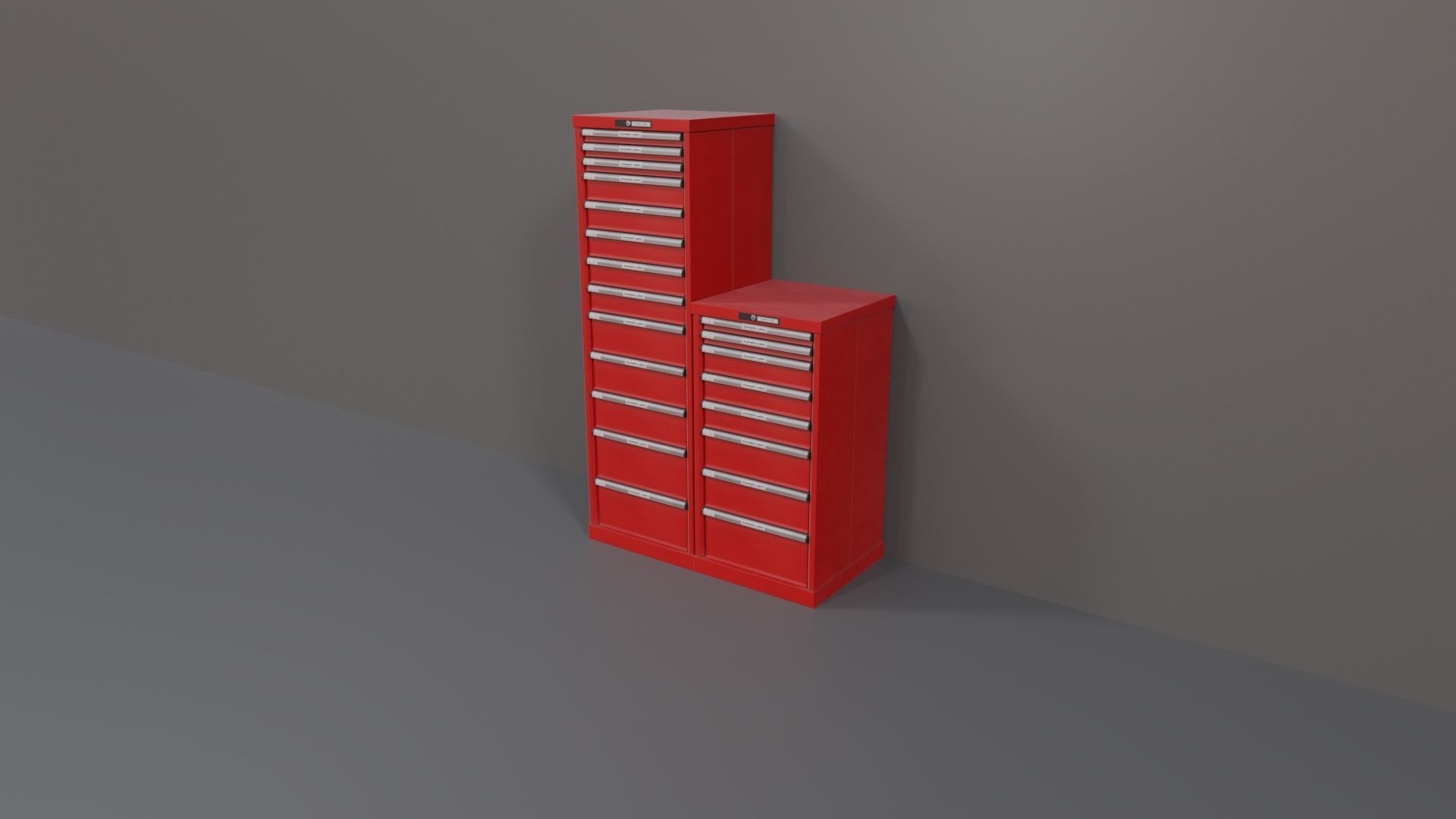 Industrial Workshop Narrow Bumped Cabinets Drawers PBR Low-poly 3D model_15