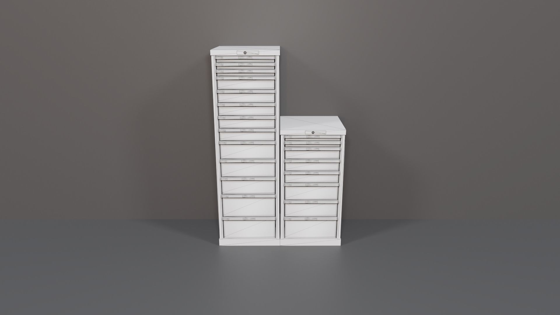 Industrial Workshop Narrow Bumped Cabinets Drawers PBR Low-poly 3D model_10