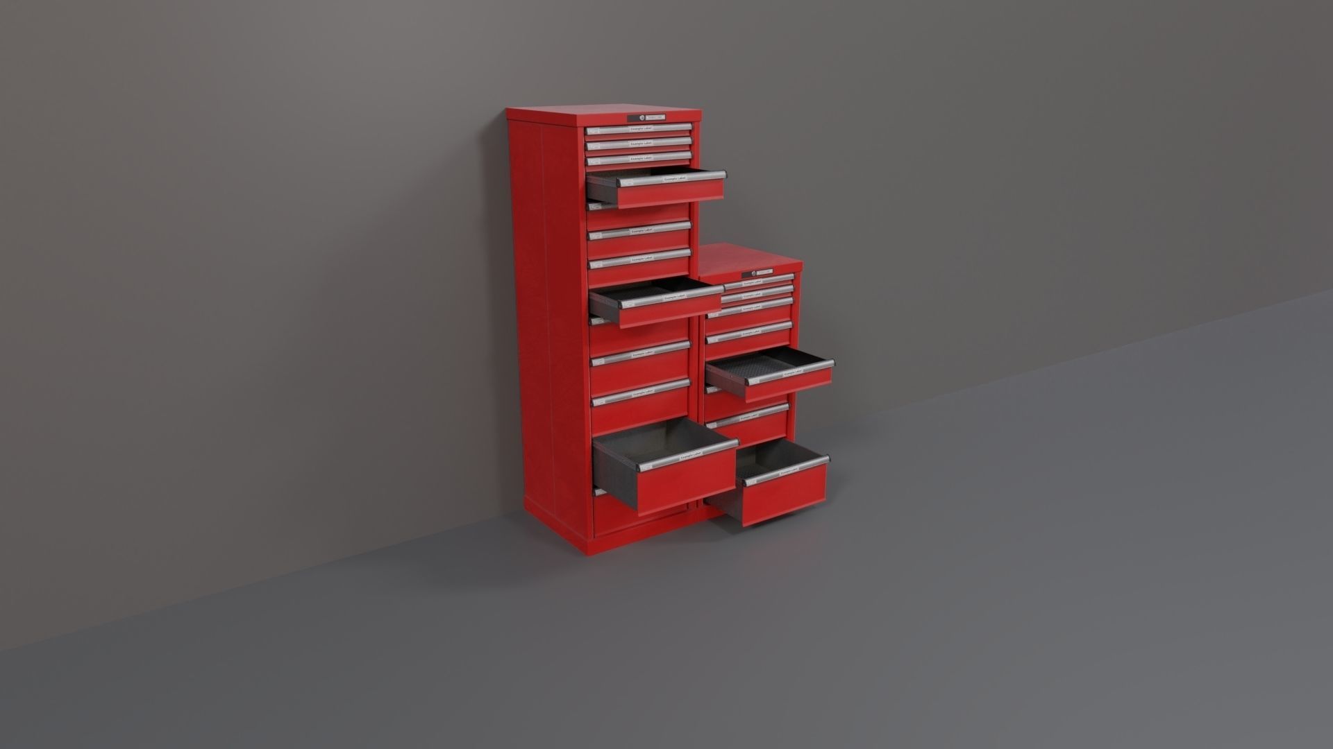 Industrial Workshop Narrow Bumped Cabinets Drawers PBR Low-poly 3D model_5