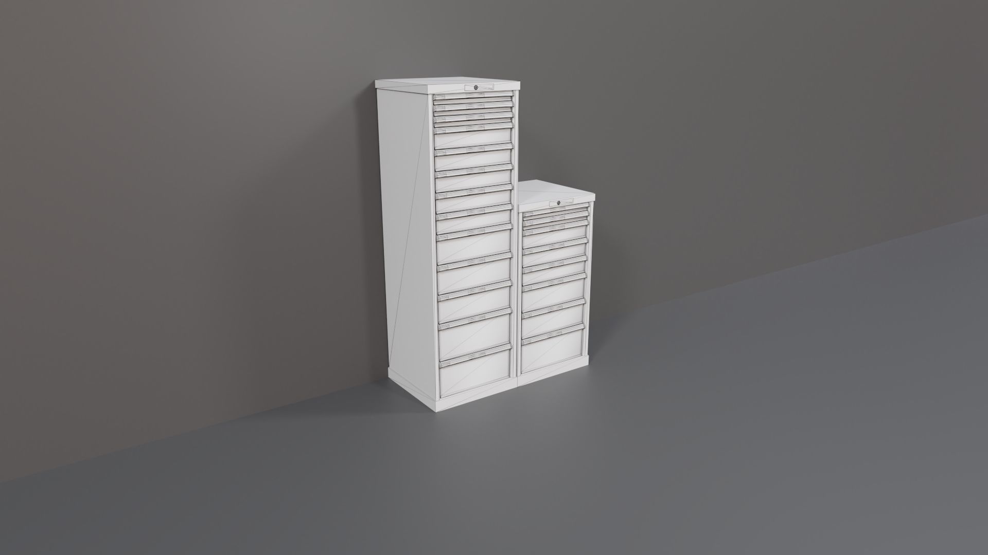 Industrial Workshop Narrow Bumped Cabinets Drawers PBR Low-poly 3D model_3