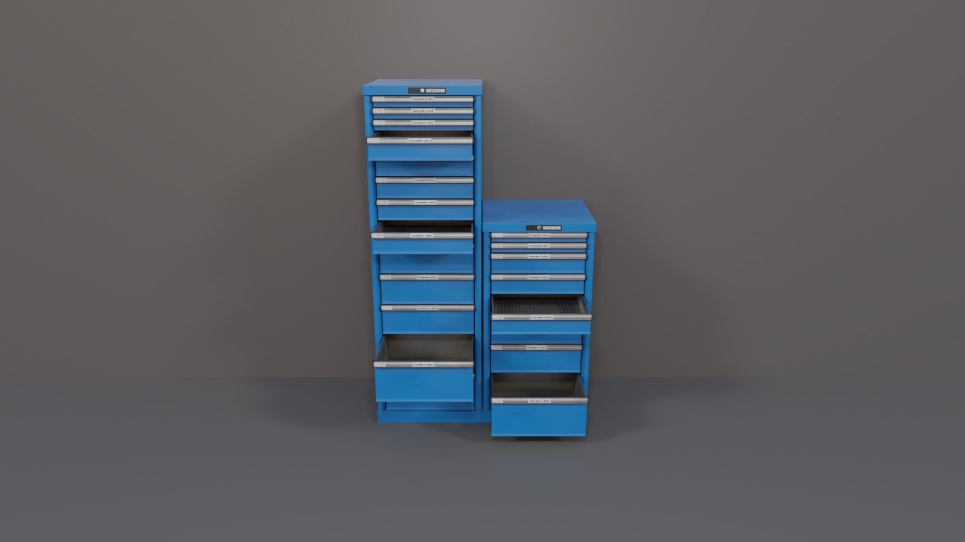 Industrial Workshop Narrow Bumped Cabinets Drawers PBR Low-poly 3D model_11