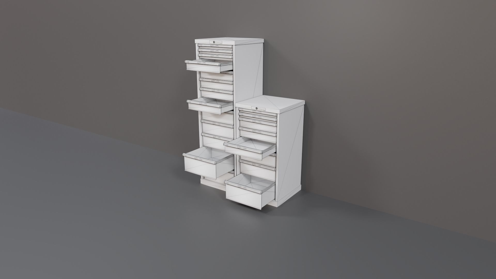 Industrial Workshop Narrow Bumped Cabinets Drawers PBR Low-poly 3D model_19