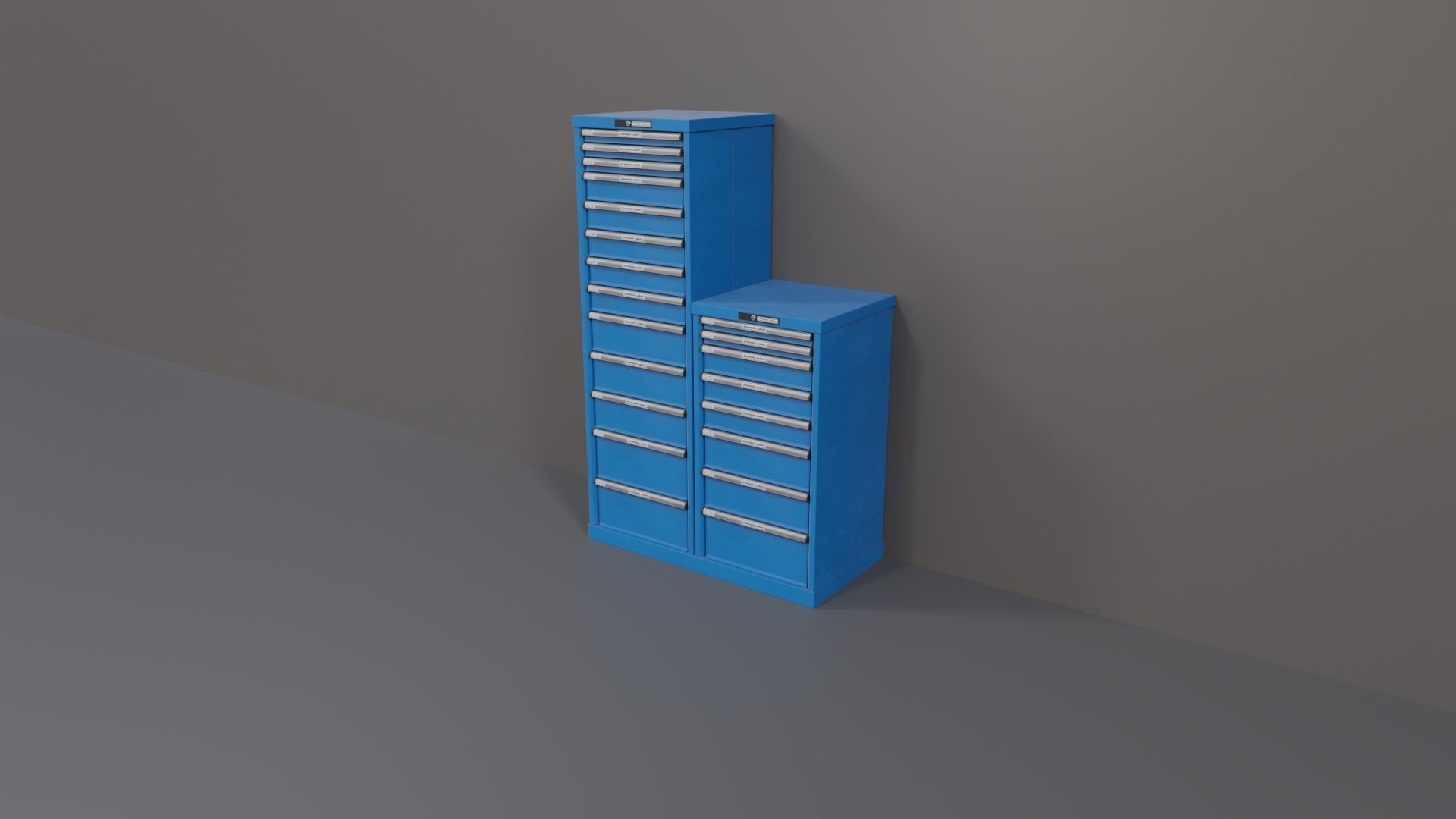 Industrial Workshop Narrow Bumped Cabinets Drawers PBR Low-poly 3D model_14