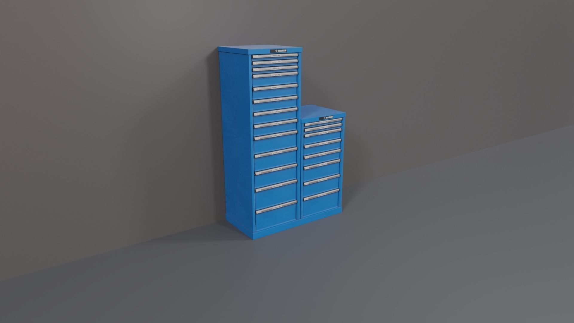 Industrial Workshop Narrow Bumped Cabinets Drawers PBR Low-poly 3D model_1