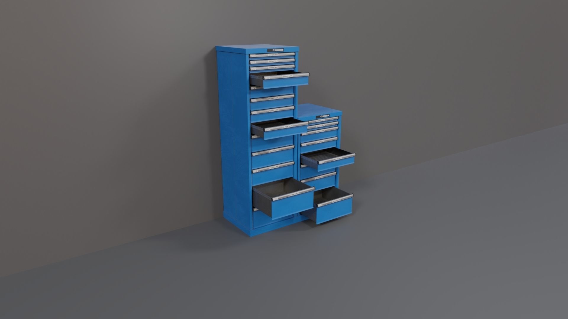 Industrial Workshop Narrow Bumped Cabinets Drawers PBR Low-poly 3D model_4