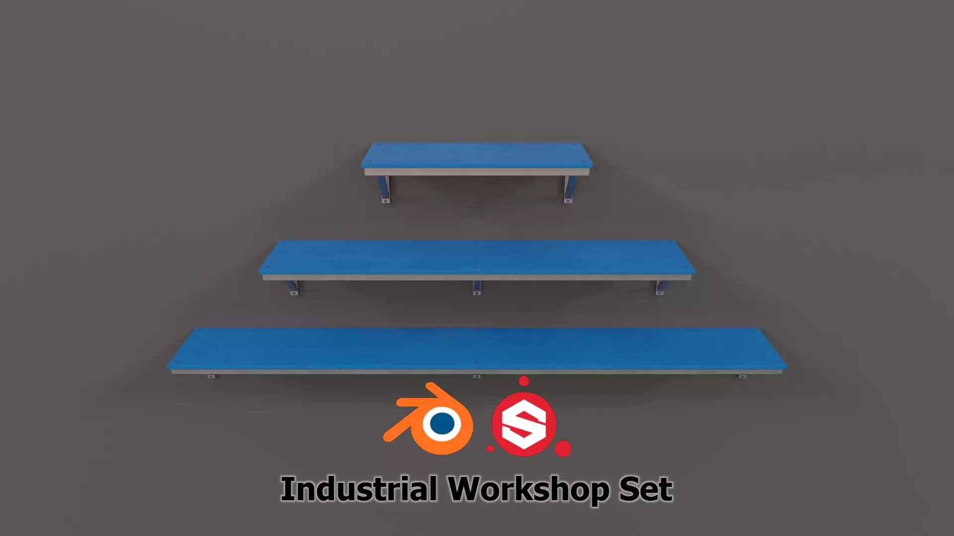 Industrial Workshop Wallshelves PBR Low-poly 3D model_0
