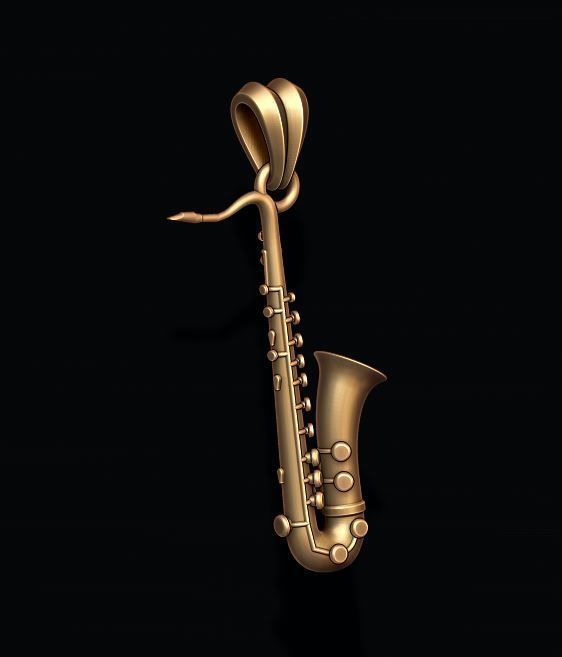 Saxophone pendant 3D print model_8