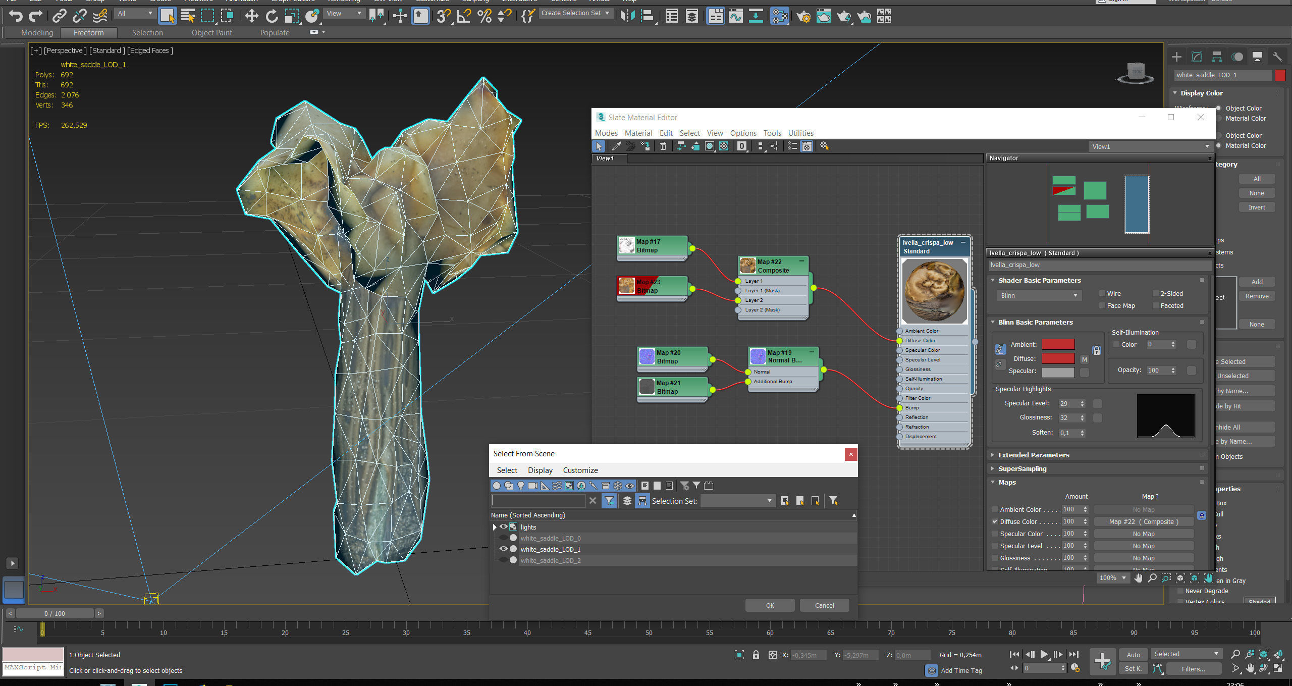 Helvella crispa - white saddle mushroom lowpoly 3D model Low-poly 3D model_41