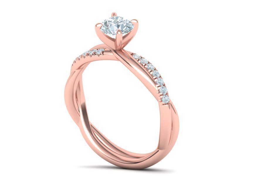 Gorgeous rope style twisted engagement ring 5mm stone 3dmodel  3D print model_16