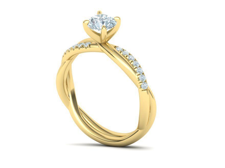 Gorgeous rope style twisted engagement ring 5mm stone 3dmodel  3D print model_15