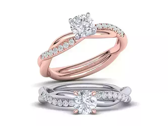 Gorgeous rope style twisted engagement ring 5mm stone 3dmodel  3D print model