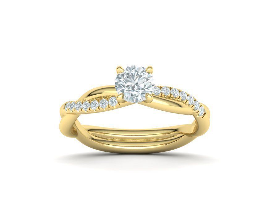 Gorgeous rope style twisted engagement ring 5mm stone 3dmodel  3D print model_10